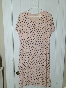 Anthropologie Maeve Sz 16 Midi Pink Dress S/S Feminine Floral Sophisticated Z - Picture 1 of 7