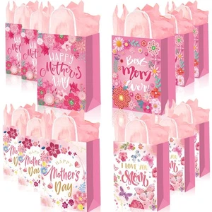 12Pcs Mothers Day Gift Bags Happy Mothers Day Candy Bags Paper Gift Bags for - Picture 1 of 9