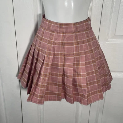 Розовая оранжевая плиссированная клетчатая юбка размер XS - Изображение 1 из 4