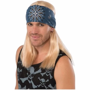 Rock Star Bret Glam Country Rock Blonde Men Costume Wig & Bandana - Picture 1 of 1