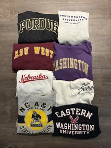 LOT 8 Vintage Wholesale Sweatshirt Hoodie Graphic 90s Y2K College NCAA Bundle - Picture 1 of 15