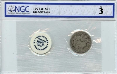 1901-O Morgan Dollar GSA SOFT PACK S$1 NGC AG3 - Image 1 of 2