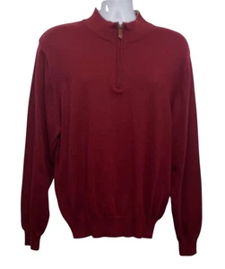 Pendleton Sweater Mens Medium Burgundy 1/4 Zip Pullover Cotton Cashmere Blend - Picture 1 of 10
