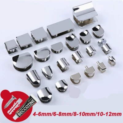 4 Stück Polierte Chrom Glas Regalträger Klemmhalter Badezimmer für Regale - Bild 1 von 4