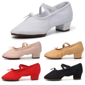 Women Jazz Shoes Canvas Practice Dance Shoes Latin Ballroom Salsa Shoes 3cm Heel - Picture 1 of 72