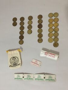 Lot of Vintage Chuck E. Cheese's Tickets, Tokens, Bag 1992-1996