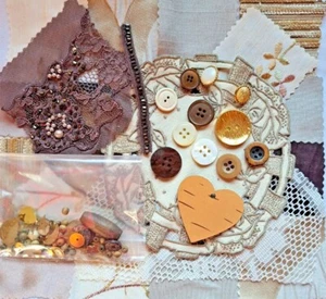 Neutral Slow Stitch Kit, Fabric Scrap Bundle, Collage Art, Sewing Crafts - Picture 1 of 5