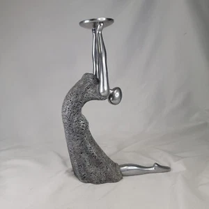 Concrete Plaster Stainless Steel Ballerina Sculpture Dancer 12.5"H Votive HEAVY - Picture 1 of 4