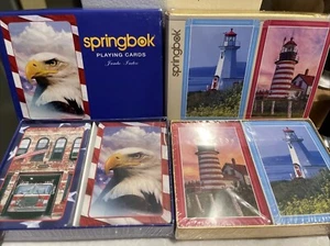 Springbok Playing Cards 4 decks NEW in BOX Lighthouse, America Eagle Firehouse - Picture 1 of 4