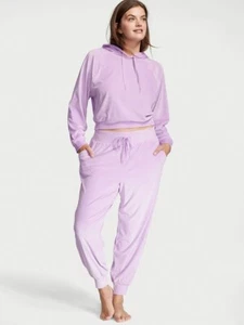 Victoria's Secret TRACKSUIT SET M,L Hoodie+M jogger pants PURPLE lilac VELOUR - Picture 1 of 4