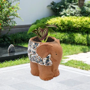 Animal Plant Pot Cute Elephant Shape Planter With Drainage Hole Flower Pot US - Picture 1 of 18