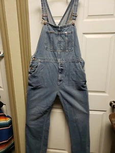 Vtg Big Mac Mens Bib Overall Size 38X33 Blue Rockabilly Faded Missing Hook Distr - Picture 1 of 11