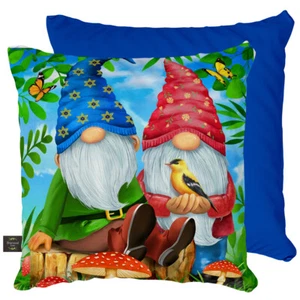Almohada decorativa de resorte Gnome dulce gnome interior exterior carril de madera de brezo 17""x17 - Imagen 1 de 3