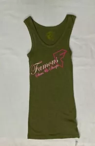 FAMOUS STARS & STRAPS DAMEN GERIPPTES TRÄGERTOP GRÜN KALIGRAFIE 3 - Bild 1 von 1