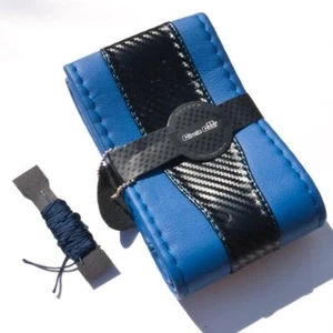 2019 Stitch On Steering Wheel Skin Wrap Cover Blue & Carbon Fiber Style - Picture 1 of 6
