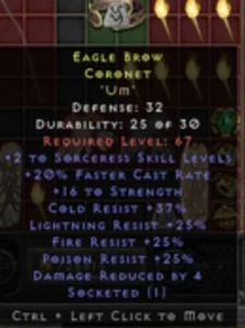 Sorceress +2/20fcr/strength/all resist helm Diablo 2 Resurrected D2R SC PC NL - Picture 1 of 1