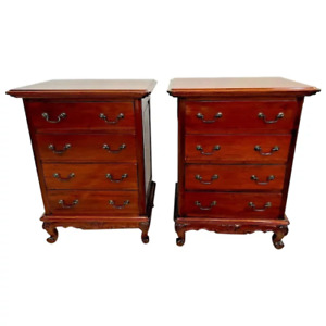 Vintage Pair End Tables Nightstands Four Drawers  Hand crafted dove tail joints