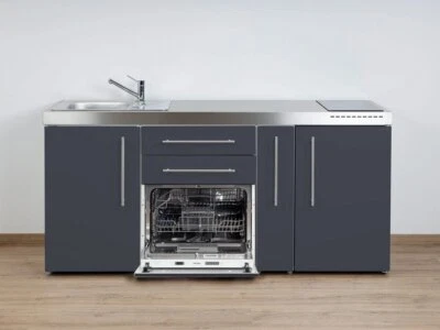 Stengel Miniküche MPGS 180A, Schiefergrau, Kühlschrank,Geschirrspüler, Induktion - Bild 1 von 4