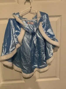 Princess Blue White Cape Winter Holiday Toddler Size 3T Faux Velvet - Picture 1 of 12