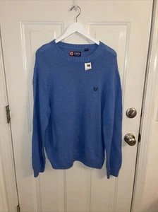 Chaps Sweater Mens Long Sleeve Heavy Knit  Crew Neck NWT Xl Blue Free Shipping - Picture 1 of 7