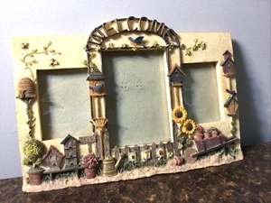 Picture Frame Welcome Garden Home Ceramic Photo Floral, Bird Houses and Tools - Picture 1 of 5