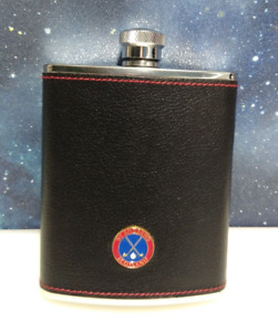 st andrews scotland golf hip flask 6oz stainless steel leather black new no box