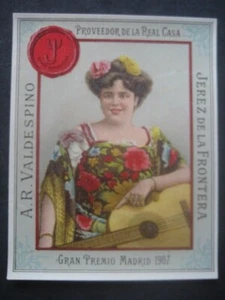 ETIQUETA VINO JEREZ. VALDESPINO. PROVEEDOR DE LA REAL CASA. PREMIO MADRID 1907 - Foto 1 di 1