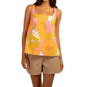 Blusa Trina Turk LA Rosa Naranja Estampado Floral Sin Mangas Retro Talla XSmall - Imagen 1 de 6