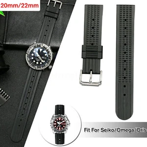Clásico 20mm/22mm Goma Negro Waffle Reloj Correa Buzos Reloj Pulsera Bland EE. UU. - Imagen 1 de 7
