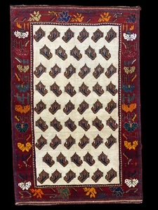 Alfombra única Shira z Allover Paisley Gabbeh geométrica anudada a mano tribal marfil 3x5 - Imagen 1 de 12