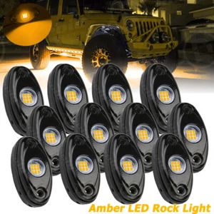Amber LED Rock Lights 12 Pods Underbody Light For JEEP Offroad Truck UTV ATV 4x4 - Picture 1 of 19