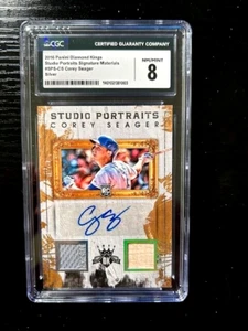 2016 PANINI DIAMOND KINGS SIGNATURE MATERIAL COREY SEAGER CGC 8 - Picture 1 of 3