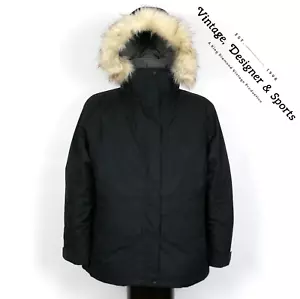 LL Bean Down Winter Parka Womens XL Petite Downtek Ripstop Fabric Faux Fur Black - Picture 1 of 19