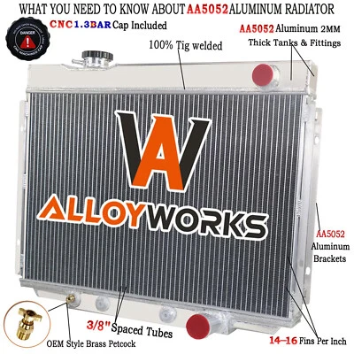 4-Row Aluminum Radiator Fit 1964 1965 Ford Galaxie Small Block 4.3L 6.4L V8 Foto 1 de 4