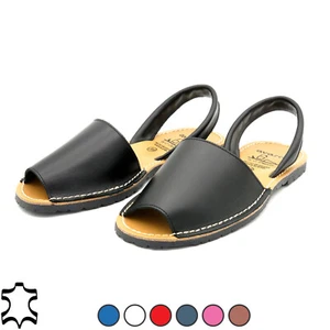 Sandalo donna piatto pelle Avarca Menorquina scarpe nero bianco blu rosso marrone - Foto 1 di 43