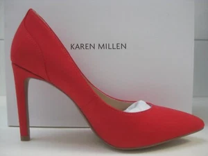 ZAPATOS DE AGUJA KAREN MILLEN 5 ROJOS ELLA COURTS tacón alto NUEVOS NUEVOS EN CAJA TELA EU38 US7 - Imagen 1 de 14