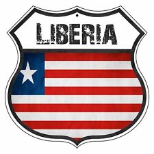 Liberia Country Flag Novelty Highway Decor Shield Vintage Look Aluminum Sign