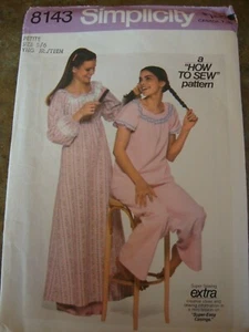 Simplicity 8143 CUT sew pattern YOUNG JUNIOR TEEN NIGHTGOWN PAJAMAS Sx 5/6 OOP - Picture 1 of 2