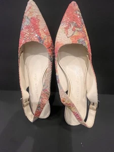 ANNE KLEIN Iflex Multicolor Leather KITTEN HEELS Size 7 M  Shoes 2.5” Sling Back - Picture 1 of 8