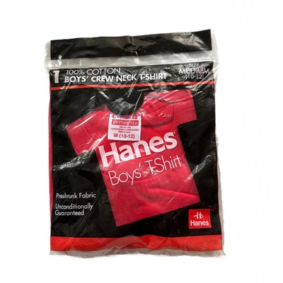 Vtg 90s Hanes Boys T-Shirt Red USA Made Single Stitch Tee Cotton Sz M 10-12 - Image 1 of 4
