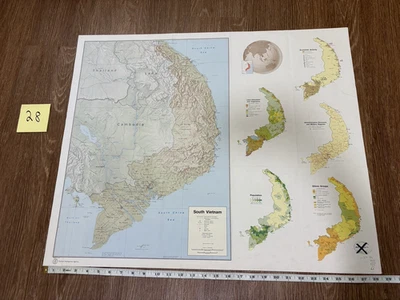 Винтажная РЕДКАЯ 1972 ЦРУ Южный Вьетнам информационная карта - Изображение 1 из 4