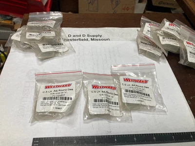 Lot of 3, WESTWARD 10N607, #10-24, LEFT HAND, Round Adjustable Dies, 13/16" OD. - Image 1 of 3
