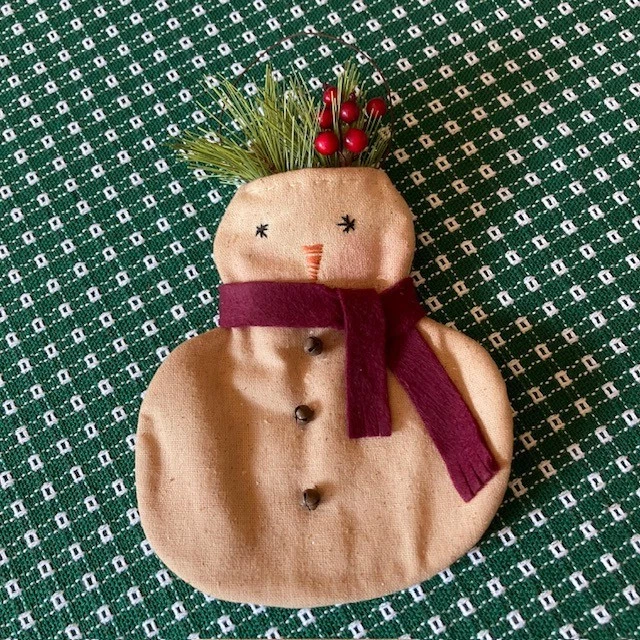 Primitive Snowman Peg Hanger with Pine Sprig & Berries - Image 1 of 1