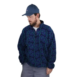 Vtg 90s Columbia Fleece Pullover Jacket Mens L Aztec Purple Green USA Made Coat - Picture 1 of 12