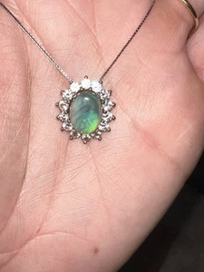 1.9 Ct Natural Solid Australian LR Black Opal Handmade Pendant Necklace 925 - Picture 1 of 24