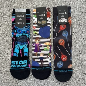 Stance Kid's Casual Socks 3 Pairs Size L Y 3-5.5 Pixar - Willy Wonka - Pops - Picture 1 of 14