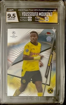 2020-21 Topps Finest UEFA Champions League #62 Youssoufa Moukoko RC HGA 9.5 - Image 1 of 2