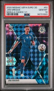 2021 Mosaic UEFA Euro 2020 Choice Nebula Prizm 1/1 Jan Gregus PSA 10 Rookie RC - Picture 1 of 2