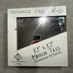 Vintage Box of 6 Mirror Tiles 12" x 12" Plain Mirror Glass Superior Mirror Prod. - Picture 1 of 7