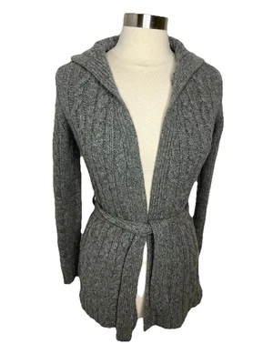 Cárdigan con Capucha Abercrombie & Fitch Y2K Lana Merino Tejido con Cable Suéter Gris S Foto 1 de 4